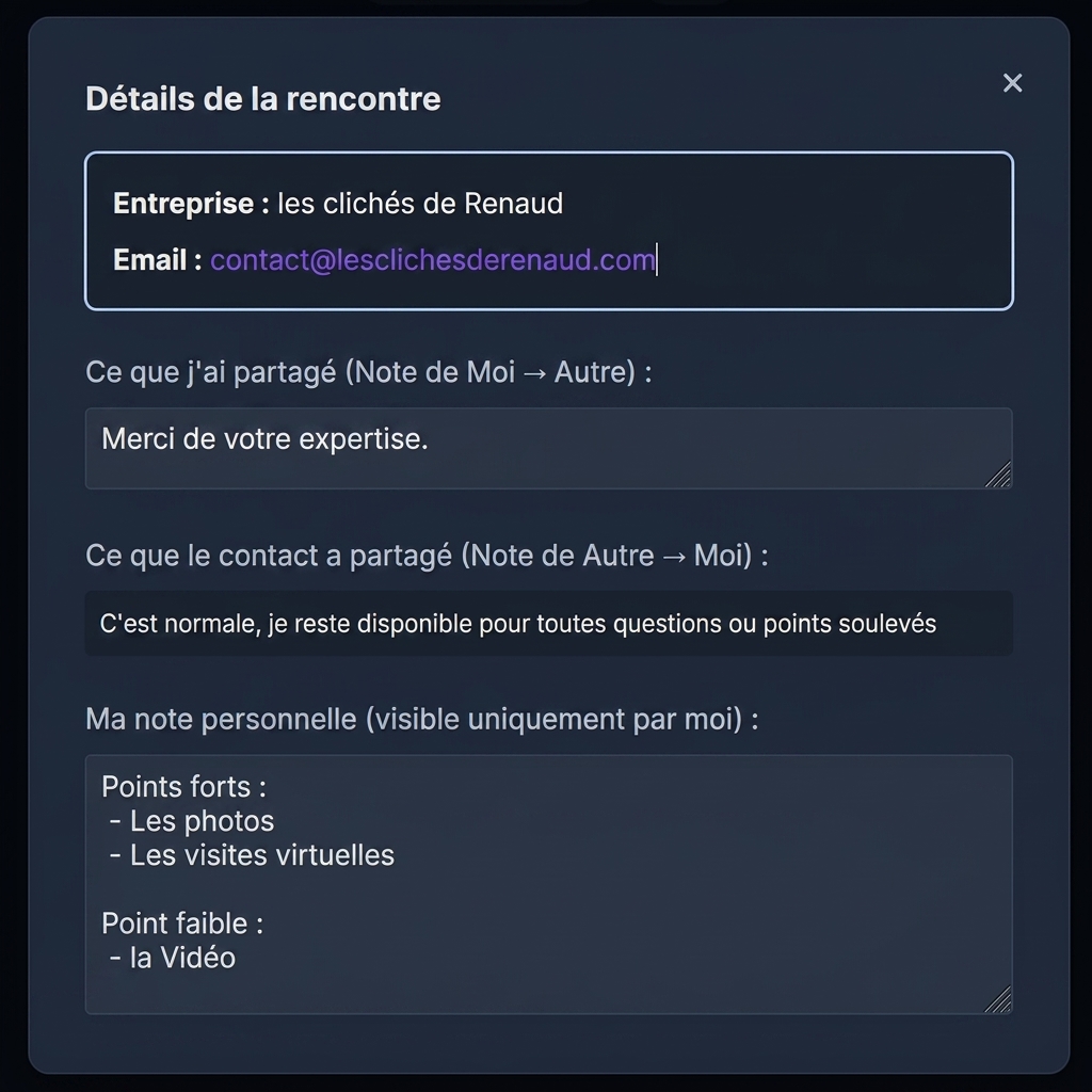 Exemple de détails de rencontre